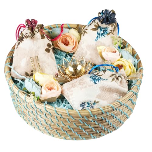 Ghasitaram Gifts Jaiccha Blue Jute Basket of 3 jute pouches of flavoured dryfruits, and a Diya|Gift for Diwali,Holi,Valentine,Birthday,Anniversary,Gift for Her,Him,Mothers Day,Fathers Day| von Jaiccha