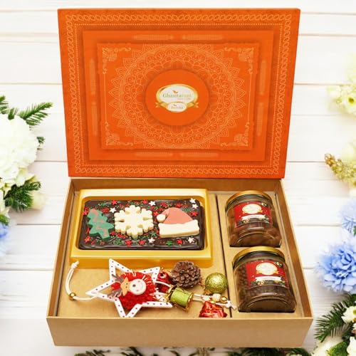 Ghasitaram Gifts Jaiccha Christmas Gifts Orange Hamper box with Christmas Bark von Jaiccha