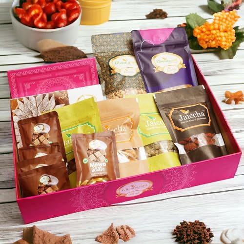 Ghasitaram Gifts Jaiccha Ghasitaram Big Hamper Basket of 13 Goodies |Diwali,Holi,Valentine,Birthday,Anniversary,Gift for Her,Him,Mothers Day,Fathers Day| von Jaiccha