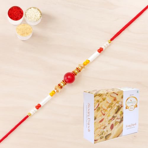 Ghasitaram Gifts Jaiccha Rakhi for Brother Rakhis Online N-413 Fancy Rakhi with 400 gms of Soan Papdi von Jaiccha