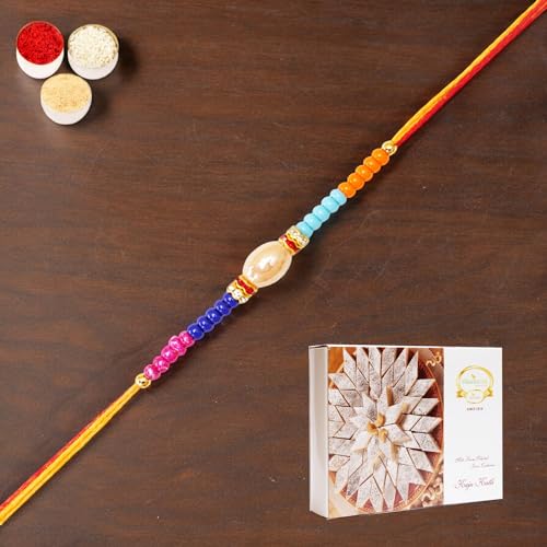 Ghasitaram Gifts Jaiccha Rakhi for Brother Rakhis Online N-924 Fancy Rakhi with 400 gms of Kaju katli von Jaiccha