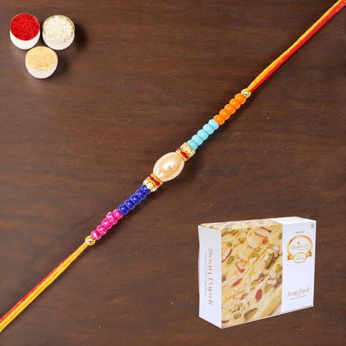 Ghasitaram Gifts Jaiccha Rakhi for Brother Rakhis Online N-924 Fancy Rakhi with 400 gms of Soan Papdi von Jaiccha