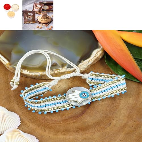 Ghasitaram Gifts Jaiccha Rakhi for Brother Rakhis Online PRK24-002 Bracelet Premium Rakhi with Mewa Bite Box von Jaiccha