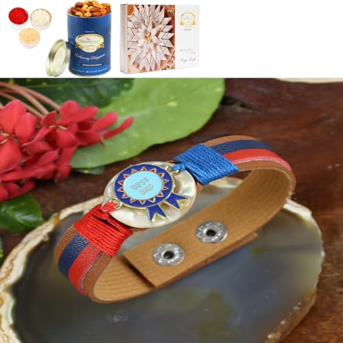 Ghasitaram Gifts Jaiccha Rakhi for Brother Rakhis Online PRK24-016 Premium Rakhi with 100 gms of Dryfruits Mix Can 200 gms of Kaju katli von Jaiccha