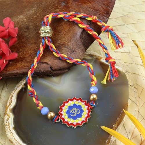 Ghasitaram Gifts Jaiccha Rakhi for Brother Rakhis Online PRK24-036 Metal Om Premium Rakhi with 200 gms of Soan Papdi von Jaiccha