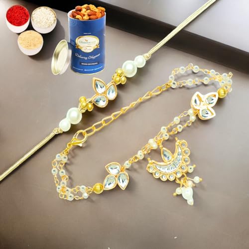 Ghasitaram Gifts Jaiccha Rakhi for Brother Rakhis Online Rmj-8512 Bhaiya Bhabhi Rakhi with 100 gms of Dryfruits Mix Can von Jaiccha