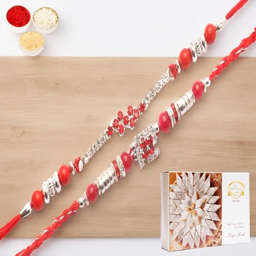 Ghasitaram Gifts Jaiccha Rakhi for Brother Rakhis Online - Set of 2-333, 8983 diamond Rakhi with 200 gms of Kaju katli von Jaiccha