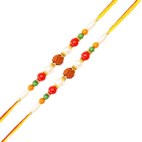 Ghasitaram Gifts Jaiccha Rakhi for Brother Rakhis Online Set of 2-6155- Rudraksh Rakhi von Jaiccha