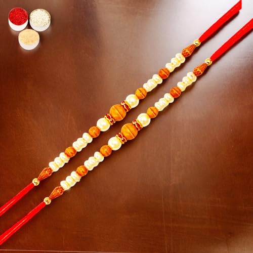 Ghasitaram Gifts Jaiccha Rakhi for Brother Rakhis Online Set of 2-6222- Pearl Rakhi with 400 gms of Kaju katli von Jaiccha