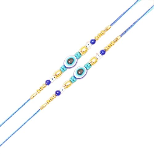 Ghasitaram Gifts Jaiccha Rakhi for Brother Rakhis Online Set of 2-N-156 Evil Eye Fancy Rakhi with Mewa Bite Box von Jaiccha