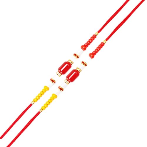 Ghasitaram Gifts Jaiccha Rakhi for Brother Rakhis Online Set of 2-N-31 Redbead Fancy Rakhi von Jaiccha