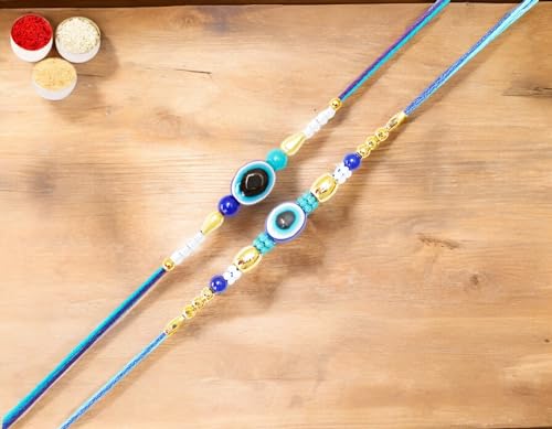 Ghasitaram Gifts Jaiccha Rakhi for Brother Rakhis Online Set of 2 N1056 and N716 Evil Eye Rakhis von Jaiccha