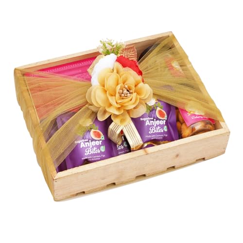 Ghasitaram Gifts Jaiccha Wooden tray of Sugarfree Kaju Katli,5 SF Bites & 2 Jars of Flavour Raisins,Crunchy Cashews|Gift for Diwali,Holi,Valentine,Birthday,Anniversary,Her,Him,Mothers Day,Fathers Day| von Jaiccha