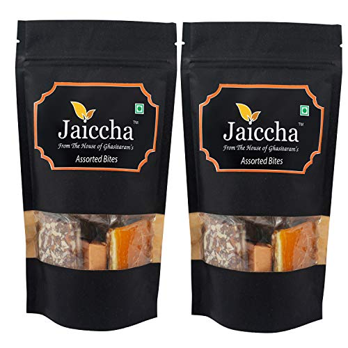 Jaiccha Ghasitaram Assorted Bites 400 GMS in Black Paper Pouch von Jaiccha