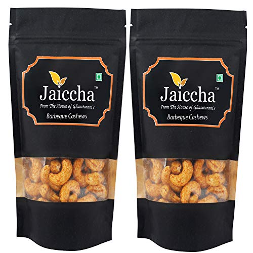 Jaiccha Ghasitaram Barbeque Cashews 400 GMS in Black Paper Pouch von Jaiccha