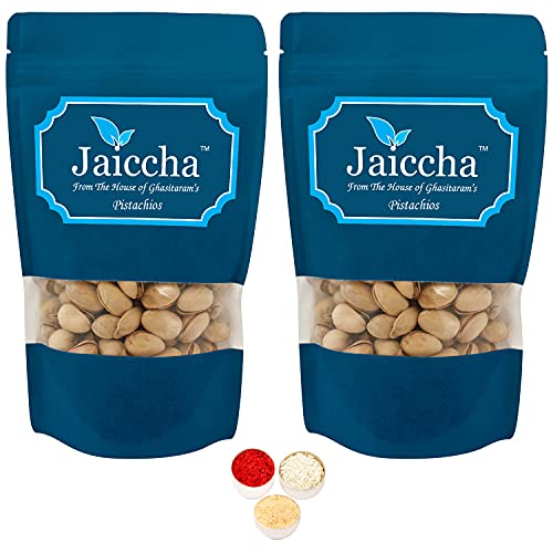 Jaiccha Ghasitaram Bhaidooj Gifts - Afgani Pistachios 400 GMS in White Paper Pouch von Jaiccha