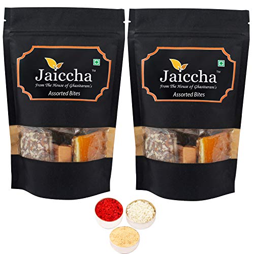 Jaiccha Ghasitaram Bhaidooj Gifts - Assorted Bites 400 GMS in Black Paper Pouch von Jaiccha