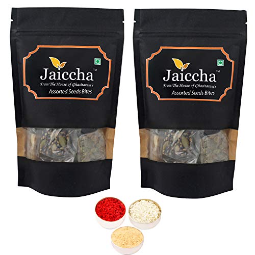 Jaiccha Ghasitaram Bhaidooj Gifts - Assorted Seeds Bites 400 GMS in Black Paper Pouch von Jaiccha