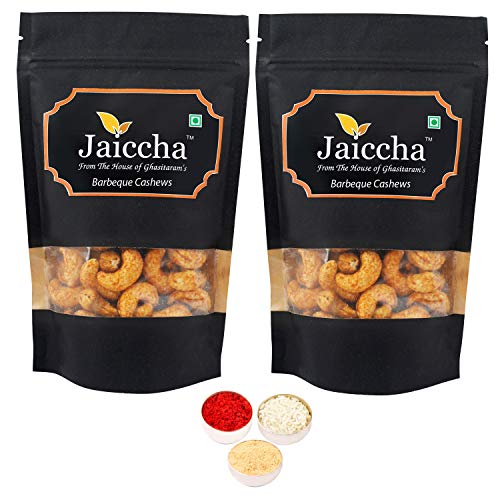 Jaiccha Ghasitaram Bhaidooj Gifts - Barbeque Cashews 400 GMS in Black Paper Pouch von Jaiccha