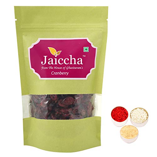 Jaiccha Ghasitaram Bhaidooj Gifts - Dehydrated Dried Cranberries 200 GMS in Green Paper Pouch von Jaiccha