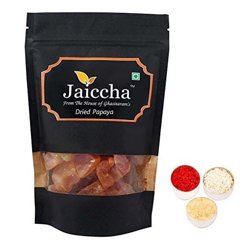 Jaiccha Ghasitaram Bhaidooj Gifts - Dried Papaya 200 GMS in Black Paper Pouch von Jaiccha