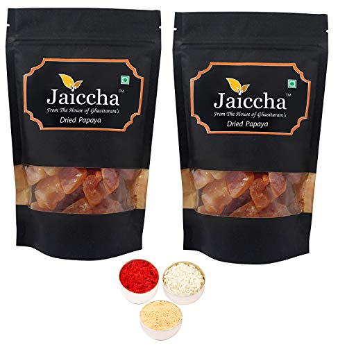 Jaiccha Ghasitaram Bhaidooj Gifts - Dried Papaya 400 GMS in Black Paper Pouch von Jaiccha