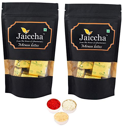 Jaiccha Ghasitaram Bhaidooj Gifts - MEWA Bites 400 GMS in Black Paper Pouch von Jaiccha