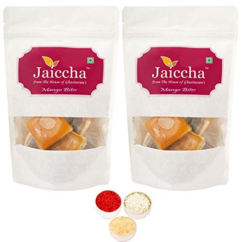 Jaiccha Ghasitaram Bhaidooj Gifts - Mango Bites 400 GMS in White Paper Pouch von Jaiccha