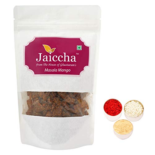 Jaiccha Ghasitaram Bhaidooj Gifts - Masala Mango Namkeen 200 GMS in White Paper Pouch von Jaiccha