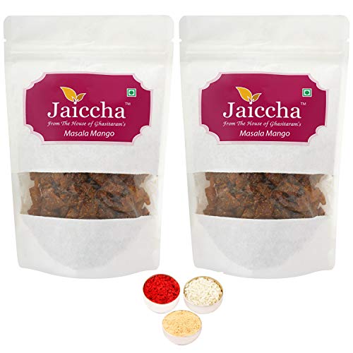 Jaiccha Ghasitaram Bhaidooj Gifts - Masala Mango Namkeen 400 GMS in White Paper Pouch von Jaiccha