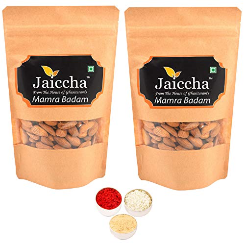 Jaiccha Ghasitaram Bhaidooj Gifts - Pack of 2 Mamra Badam 200 GMS in Brown Paper Pouch von Jaiccha