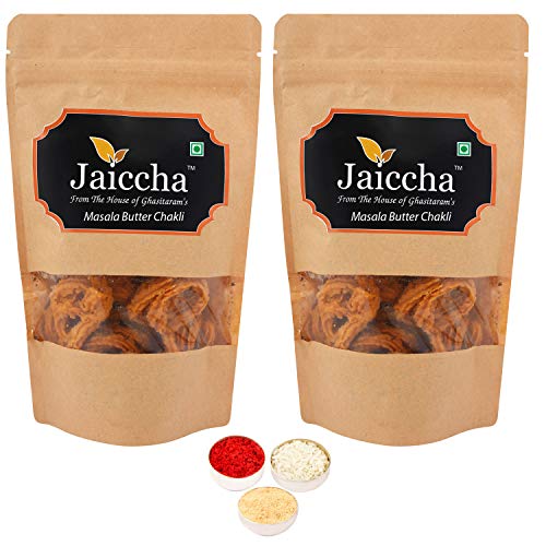 Jaiccha Ghasitaram Bhaidooj Gifts - Pack of 2 Masala Butter Chakli 100 GMS in Brown Paper Pouch von Jaiccha