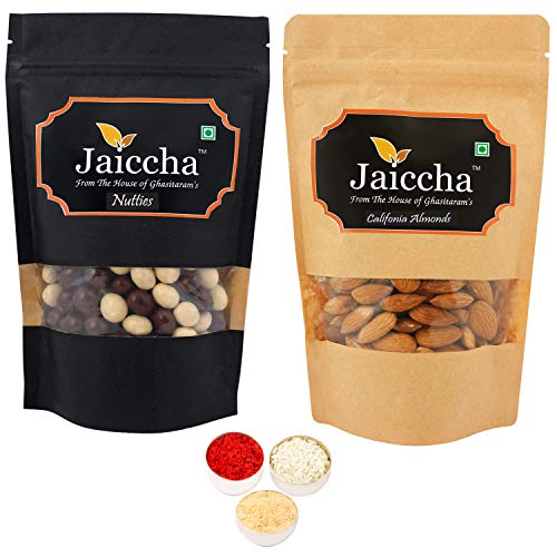 Jaiccha Ghasitaram Bhaidooj Gifts - Pack of 2 Nutties and Almond Pouches Big 400 GMS von Jaiccha