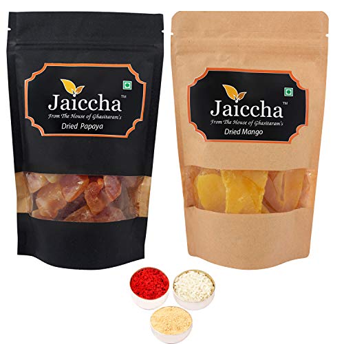 Jaiccha Ghasitaram Bhaidooj Gifts - Pack of 2 Papaya, Mango Pouches Small 200 GMS von Jaiccha