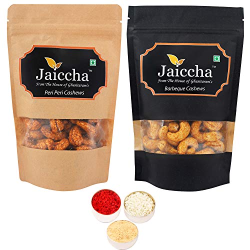 Jaiccha Ghasitaram Bhaidooj Gifts - Pack of 2 Peri Peri, Barbeque Cashews Pouches Big 400 GMS von Jaiccha