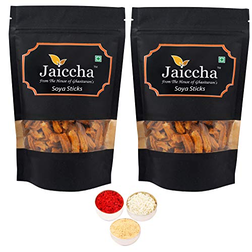 Jaiccha Ghasitaram Bhaidooj Gifts - Pack of 2 SOYA Sticks 100 GMS in Black Paper Pouch von Jaiccha