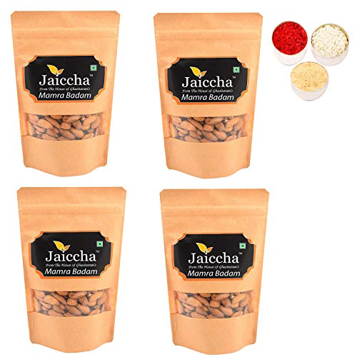 Jaiccha Ghasitaram Bhaidooj Gifts - Pack of 4 Mamra Badam 200 GMS in Brown Paper Pouch von Jaiccha