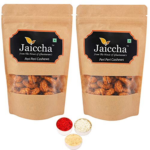 Jaiccha Ghasitaram Bhaidooj Gifts - Peri Peri Cashews 400 GMS in Brown Paper Pouch von Jaiccha