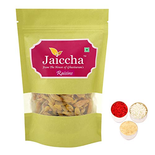 Jaiccha Ghasitaram Bhaidooj Gifts - Selected Indian Raisins 200 GMS in Green Paper Pouch von Jaiccha