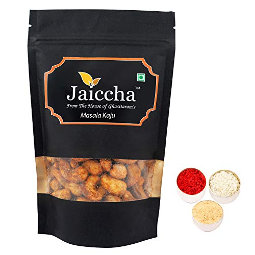 Jaiccha Ghasitaram Bhaidooj Gifts - Special Masala Kaju 200 GMS in Black Paper Pouch von Jaiccha