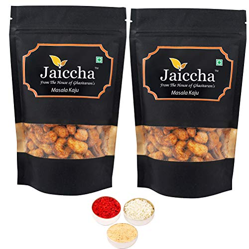 Jaiccha Ghasitaram Bhaidooj Gifts - Special Masala Kaju 400 GMS in Black Paper Pouch von Jaiccha