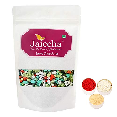 Jaiccha Ghasitaram Bhaidooj Gifts - Stone/ Rock Chocolates 200 GMS in White Paper Pouch von Jaiccha