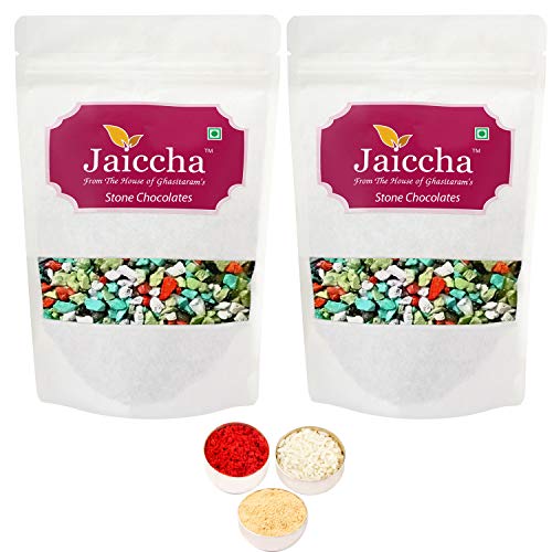 Jaiccha Ghasitaram Bhaidooj Gifts - Stone/ Rock Chocolates 400 GMS in White Paper Pouch von Jaiccha