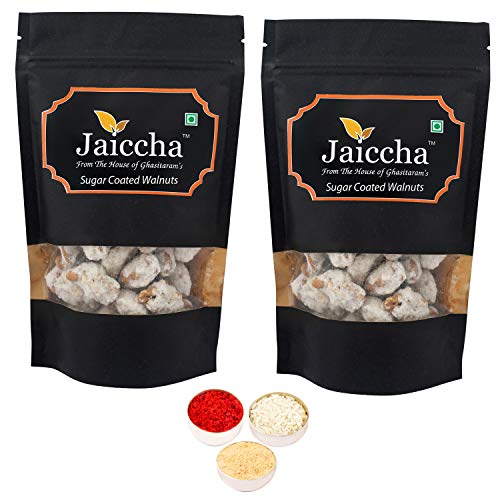 Jaiccha Ghasitaram Bhaidooj Gifts - Sugar Coated Walnuts 400 GMS in Black Paper Pouch von Jaiccha