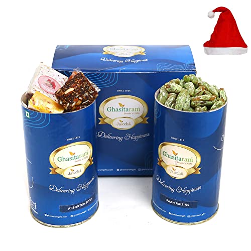 Jaiccha Ghasitaram Christmas Gifts Assorted Bites and Flavoured Raisin Cans von Jaiccha