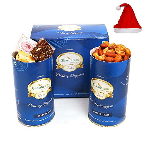 Jaiccha Ghasitaram Christmas Gifts Assorted Bites and Mix Dryfruits Cans von Jaiccha