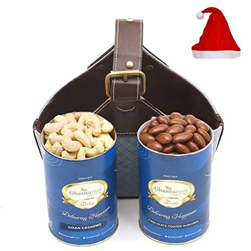 Jaiccha Ghasitaram Christmas Gifts Basket Small of Cashews and Chocolate Almonds von Jaiccha