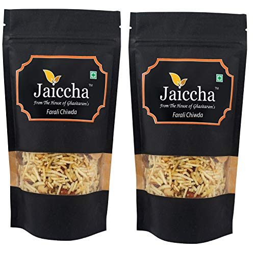 Jaiccha Ghasitaram Namkeen - Farali Chiwda 400 GMS in Black Paper Pouch von Jaiccha