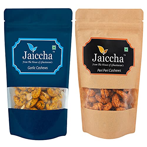 Jaiccha Ghasitaram Pack of 2 Garlic, Peri Peri Cashews Pouches 400 GMS von Jaiccha