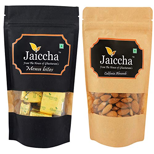 Jaiccha Ghasitaram Pack of 2 MEWA Bites and Almonds Pouches 400 GMS von Jaiccha